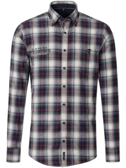 Hemd - Casual fit - in Dunkelblau/ Creme/ Rot
