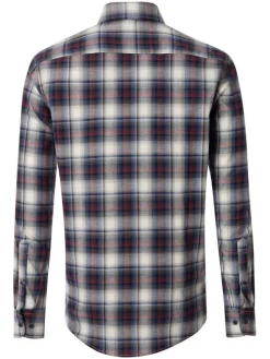 Hemd - Casual fit - in Dunkelblau/ Creme/ Rot