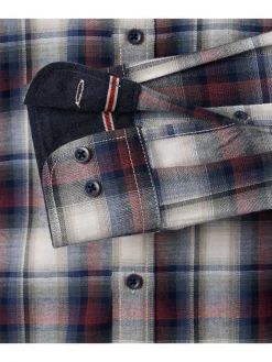 Hemd - Casual fit - in Dunkelblau/ Creme/ Rot