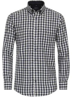Hemd - Comfort fit - in Dunkelblau/ Creme