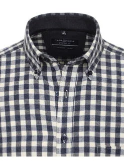 Hemd - Comfort fit - in Dunkelblau/ Creme