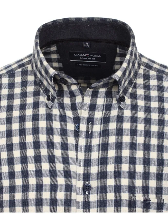 Hemd - Comfort fit - in Dunkelblau/ Creme