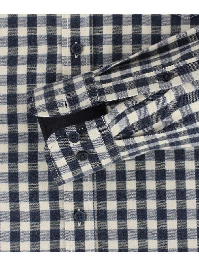 Hemd - Comfort fit - in Dunkelblau/ Creme