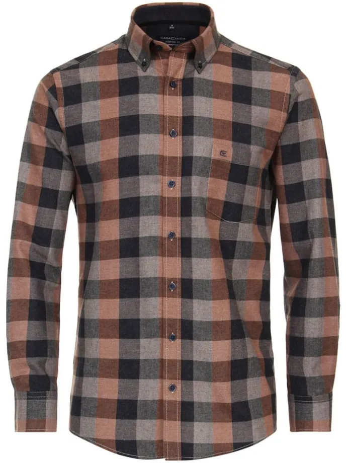 Hemd - Comfort fit - in Schwarz/ Orange/ Grau