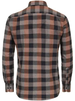 Hemd - Comfort fit - in Schwarz/ Orange/ Grau