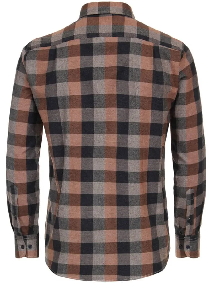 Hemd - Comfort fit - in Schwarz/ Orange/ Grau