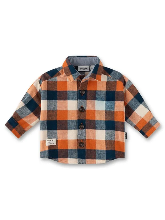Hemd in Beige/ Orange/ Dunkelblau