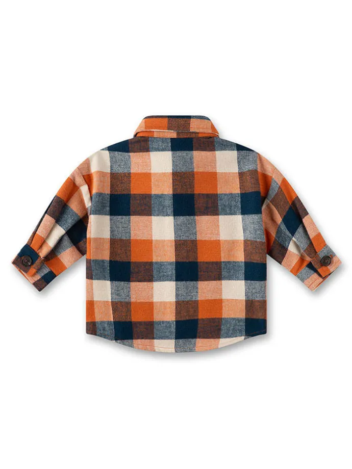 Hemd in Beige/ Orange/ Dunkelblau