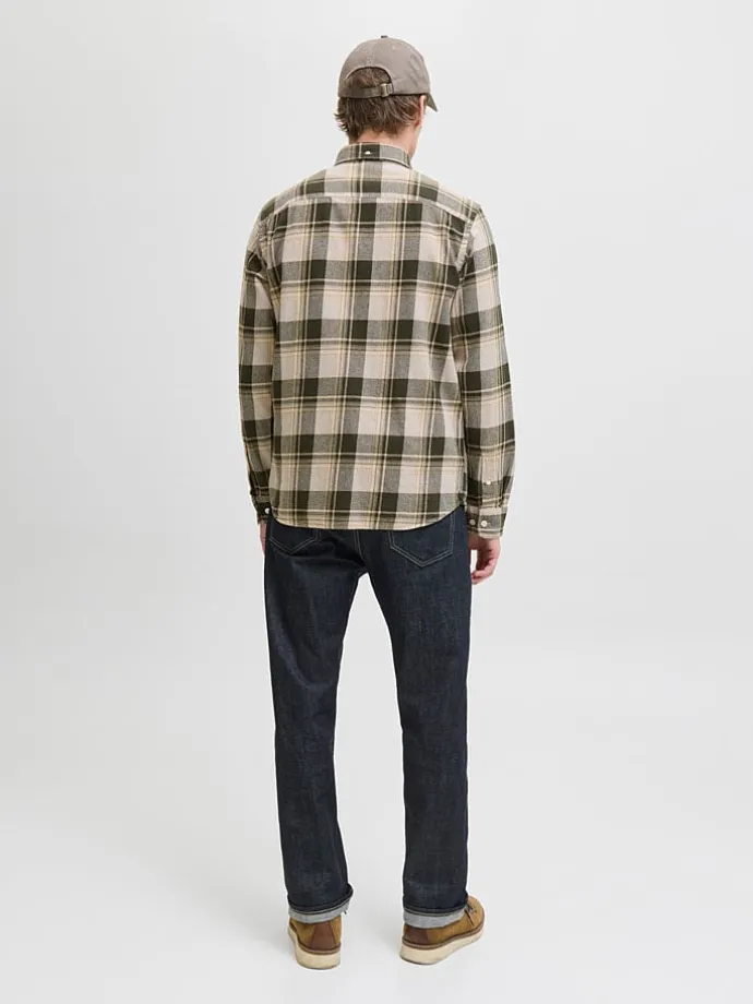 Hemd in Dunkelgrün/ Beige