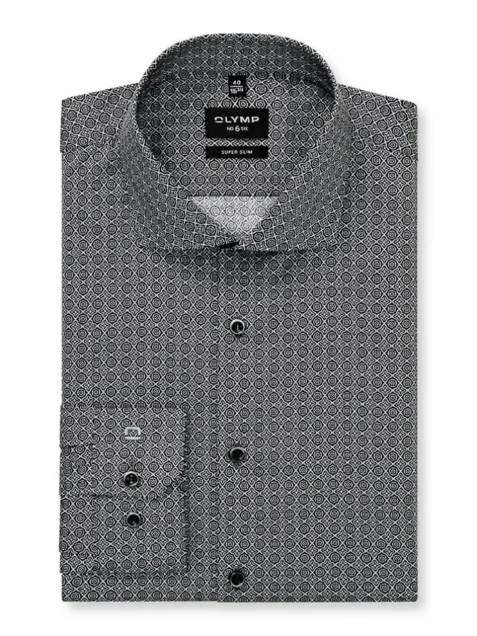 Hemd "No 6" - Super Slim - in Schwarz/ Weiß