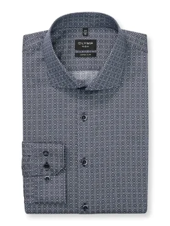 Hemd "No 6" - Super Slim - in Dunkelblau/ Weiß