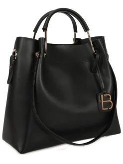 Henkeltasche in Schwarz - (B)34 x (H)33 x (T)16 cm