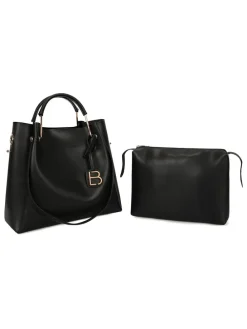 Henkeltasche in Schwarz - (B)34 x (H)33 x (T)16 cm