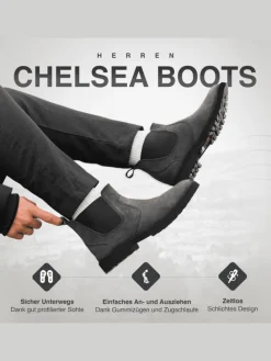 Herren Chelsea Boots, Stiefeletten, Schuhe in Dunkelgrau