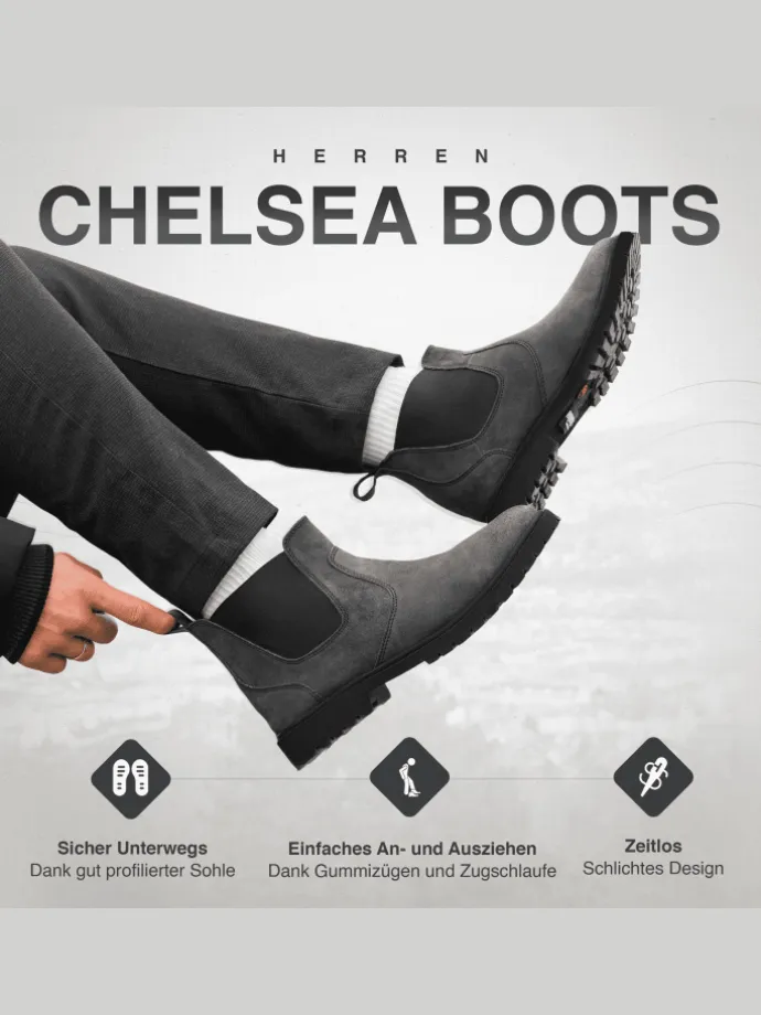 Herren Chelsea Boots, Stiefeletten, Schuhe in Dunkelgrau