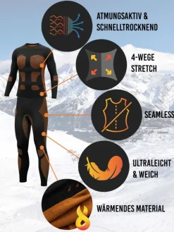 Herren Sport-Funktionsunterwäsche Set Hemd + Hose in Orange