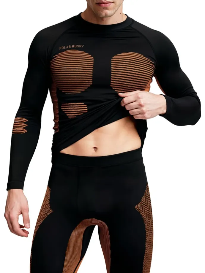 Herren Sport-Funktionsunterwäsche Set Hemd + Hose in Orange