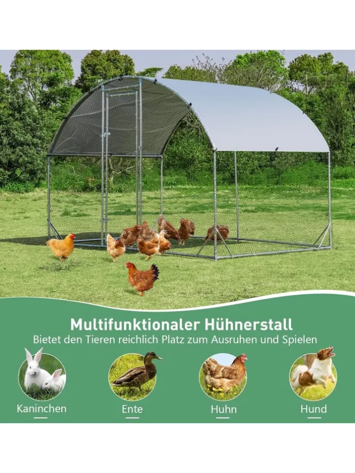 Hühnerstall 190 x 280 x 195 cm in Silber