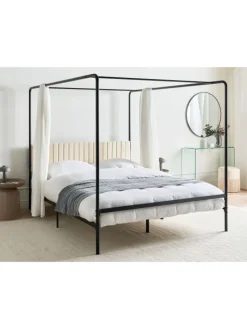 Himmelbett MIRABEAU  in Schwarz/Beige - (W) 166 x (H) 170 x (L) 207 cm