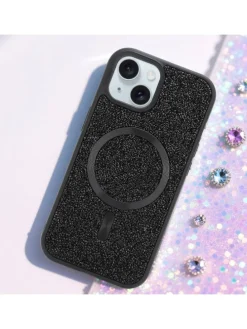 Hülle für Apple iPhone 15 Glitzer Schutzhülle in Schwarz