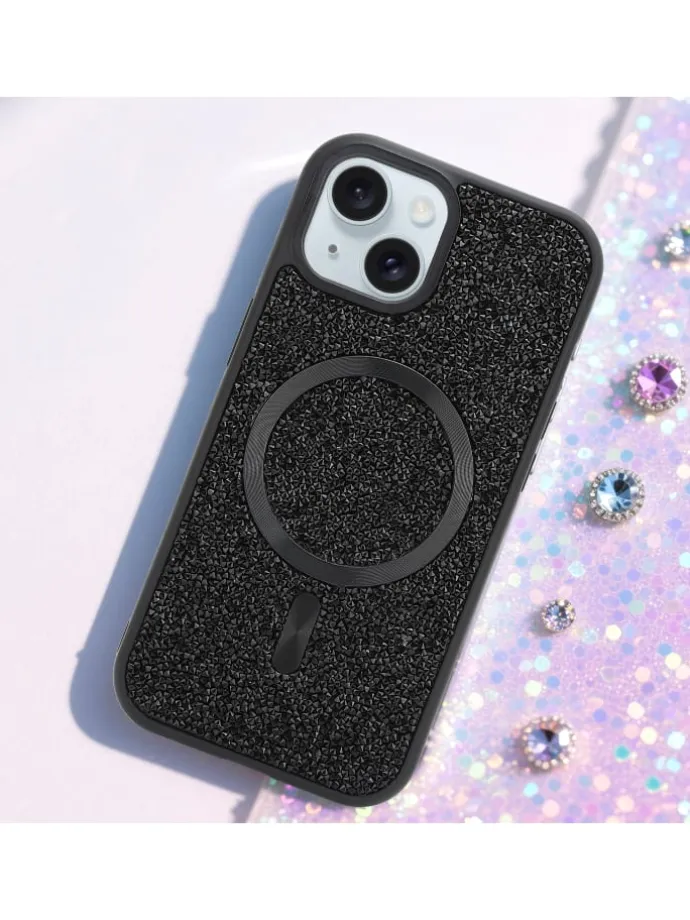 Hülle für Apple iPhone 15 Glitzer Schutzhülle in Schwarz