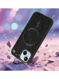 Hülle für Apple iPhone 15 Glitzer Schutzhülle in Schwarz