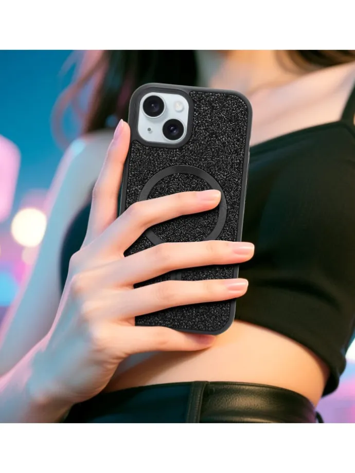 Hülle für Apple iPhone 15 Glitzer Schutzhülle in Schwarz