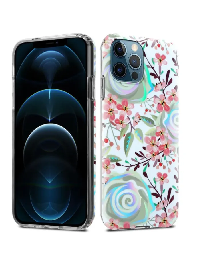 Hülle für Apple iPhone 12 PRO MAX Blumen Muster in PFIRSICHBLÜTEN