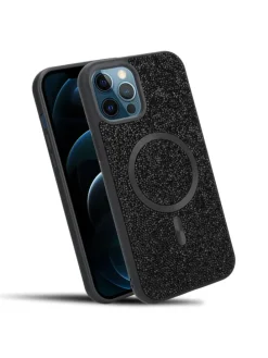 Hülle für Apple iPhone 13 PRO MAX Glitzer Schutzhülle in Schwarz