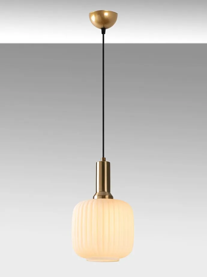 Hängeleuchte "Asker" in Weiß/ Gold - (H)118 x Ø 20 cm