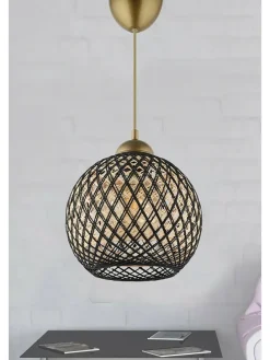 Hängeleuchte in Gold/ Schwarz - (B)22 x (H)54 x (T)20 cm