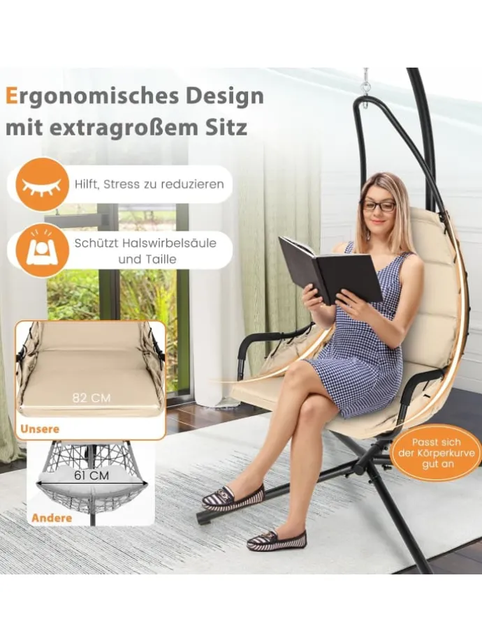 Hängesessel mit Gestell in Beige