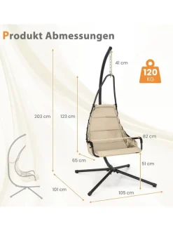 Hängesessel mit Gestell in Beige