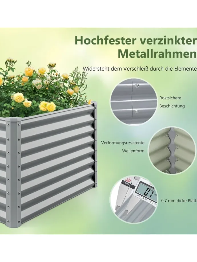 Hochbeet Metall in Grau