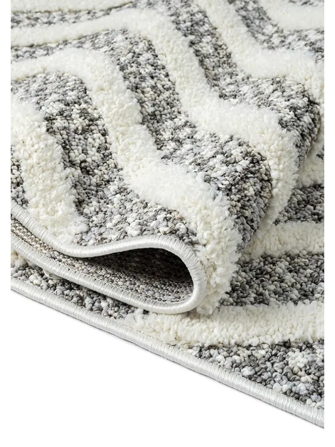Hochflor-Teppich "Sevilla" in Creme/ Hellgrau