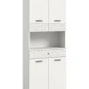 Hochschrank breit in weiß Melamin/weiß Melamin - (B) 70 x (H) 187 x (T) 34