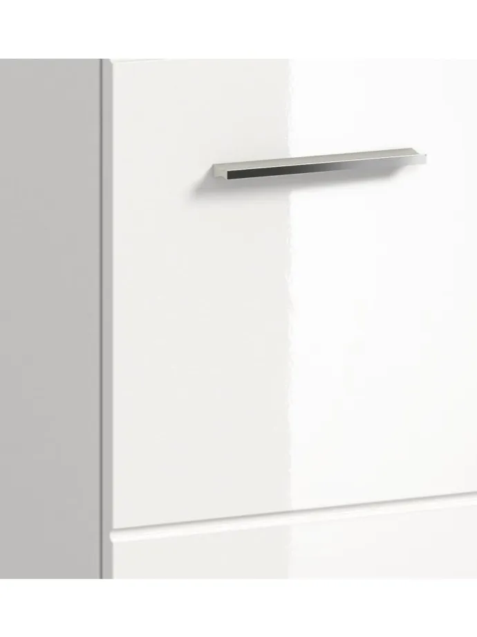 Hochschrank breit in Weiß/Weiß Hochglanz - (B) 60 x (H) 185 x (T) 30