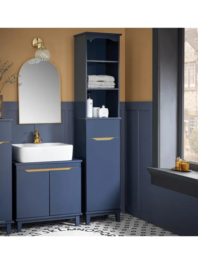 Hochschrank in Blau - (B)35 x (H)170 x (T)30cm