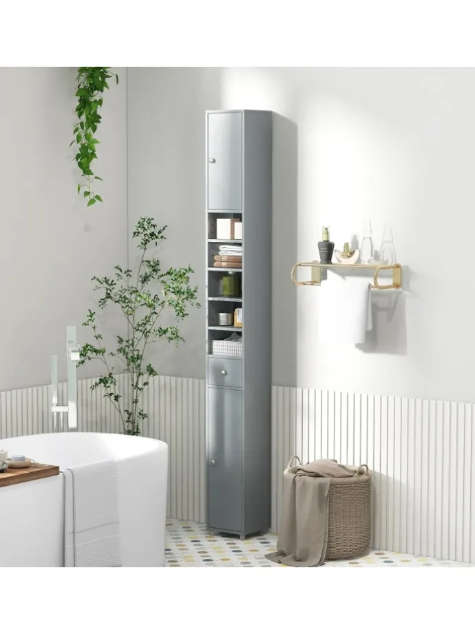 Hochschrank schmal 180 cm in Grau