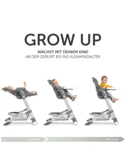 Hochstuhl & Babyliege ab Geburt - Grow Up in schwarz,grau