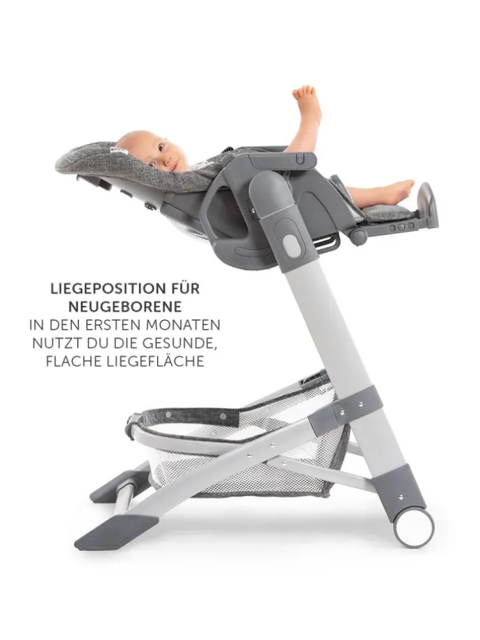 Hochstuhl & Babyliege ab Geburt - Grow Up in schwarz,grau