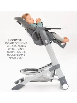 Hochstuhl & Babyliege ab Geburt - Grow Up in schwarz,grau