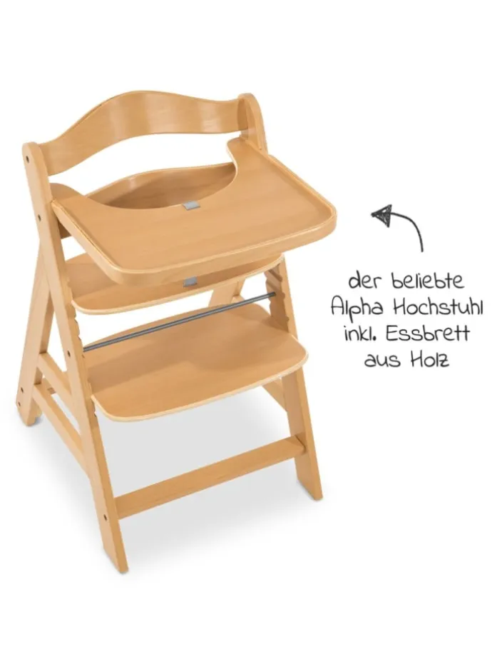 Hochstuhl Alpha Move - mit Essbrett und Rollen in braun
