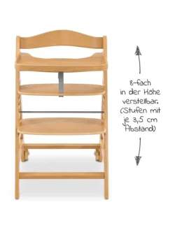 Hochstuhl Alpha Move - mit Essbrett und Rollen in braun