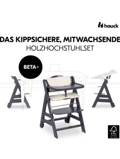 Hochstuhl Beta Plus inkl. Essbrett, Sitzkissen in grau,beige