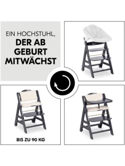 Hochstuhl Beta Plus inkl. Essbrett, Sitzkissen in grau,beige