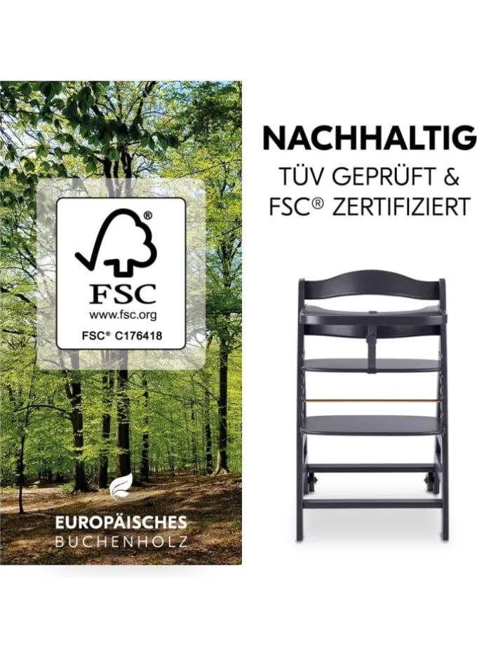 Hochstuhl Beta Plus inkl. Essbrett, Sitzkissen in grau,beige