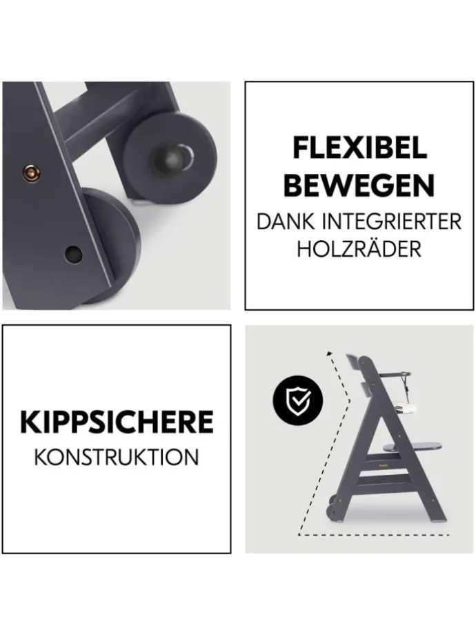 Hochstuhl Beta Plus inkl. Essbrett, Sitzkissen in grau,beige