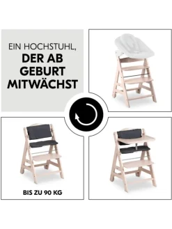 Hochstuhl Beta Plus inkl. Essbrett, Sitzkissen in braun,grau