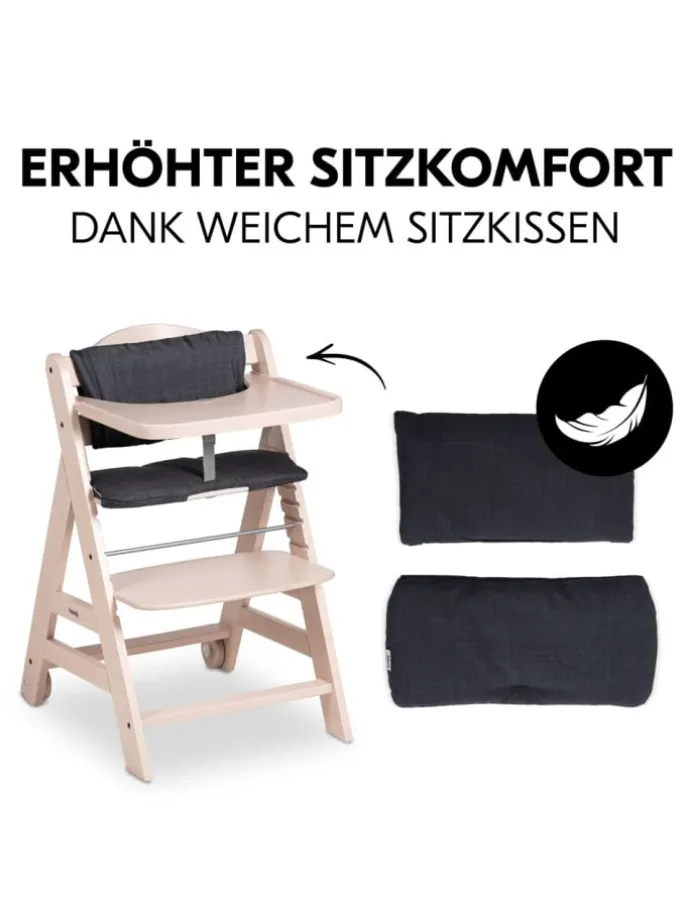 Hochstuhl Beta Plus inkl. Essbrett, Sitzkissen in braun,grau